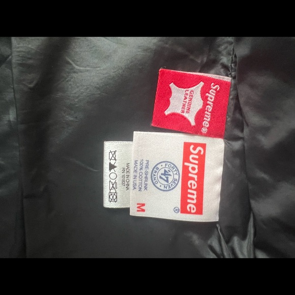 Supreme NewYork Yankees 47 brand LEATHER VARSITY JACKET 2015SS RED MLB M RARE - Picture 10 of 10